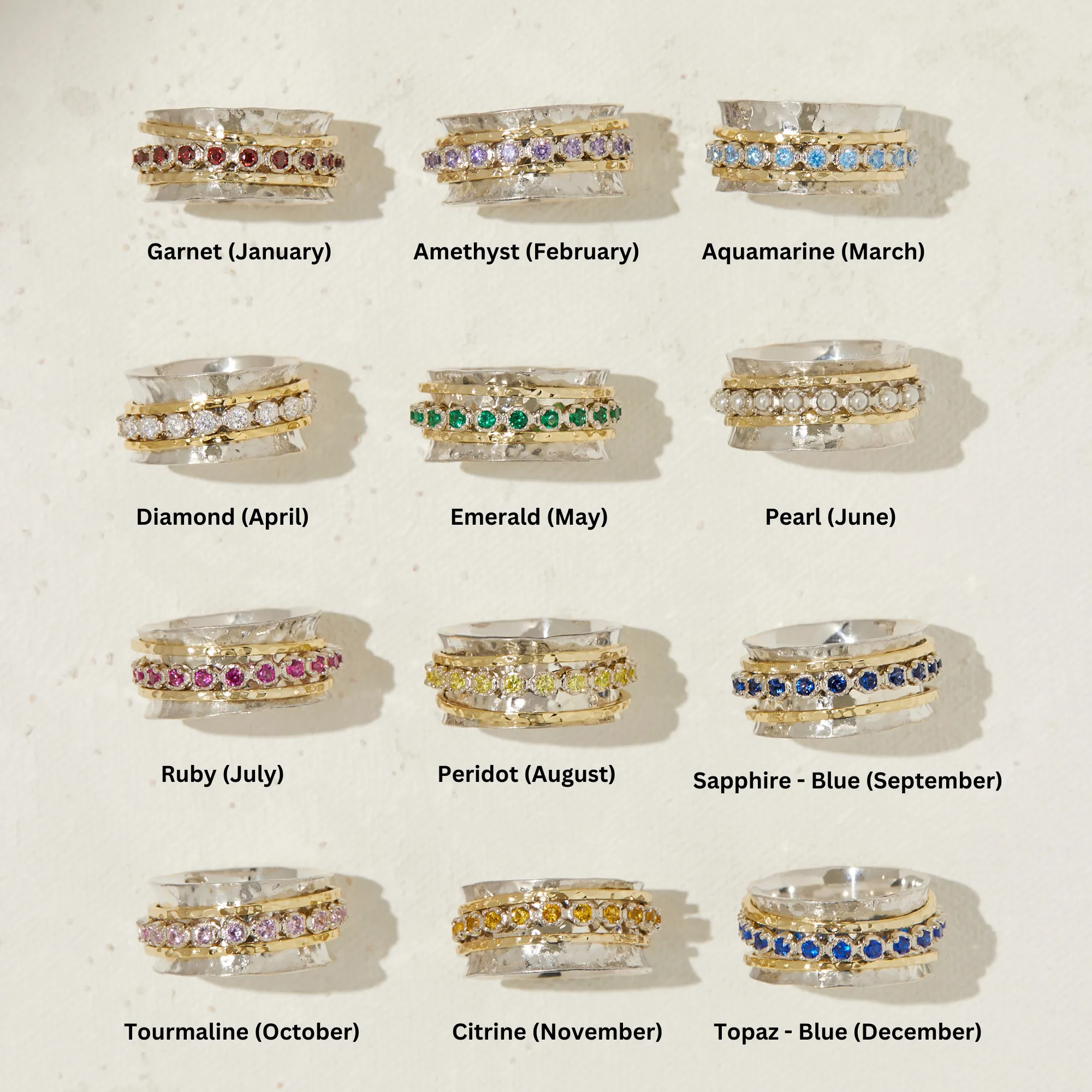 Aria Birthstone Spinner Ring  - March