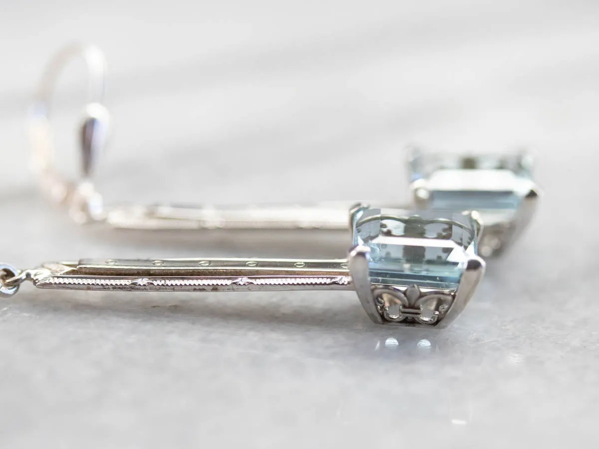Art Deco Aquamarine Drop Earrings