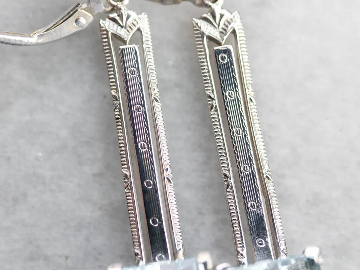 Art Deco Aquamarine Drop Earrings