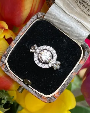 Art Deco Style Diamond Cluster Ring Platinum 1.10ct