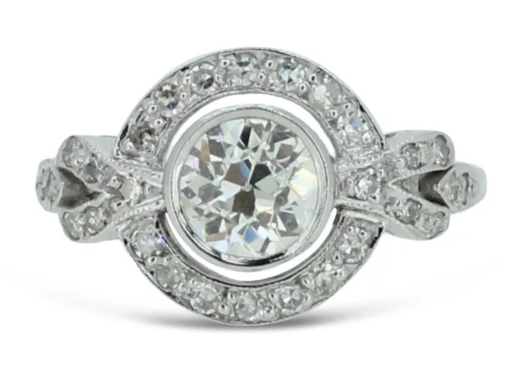 Art Deco Style Diamond Cluster Ring Platinum 1.10ct