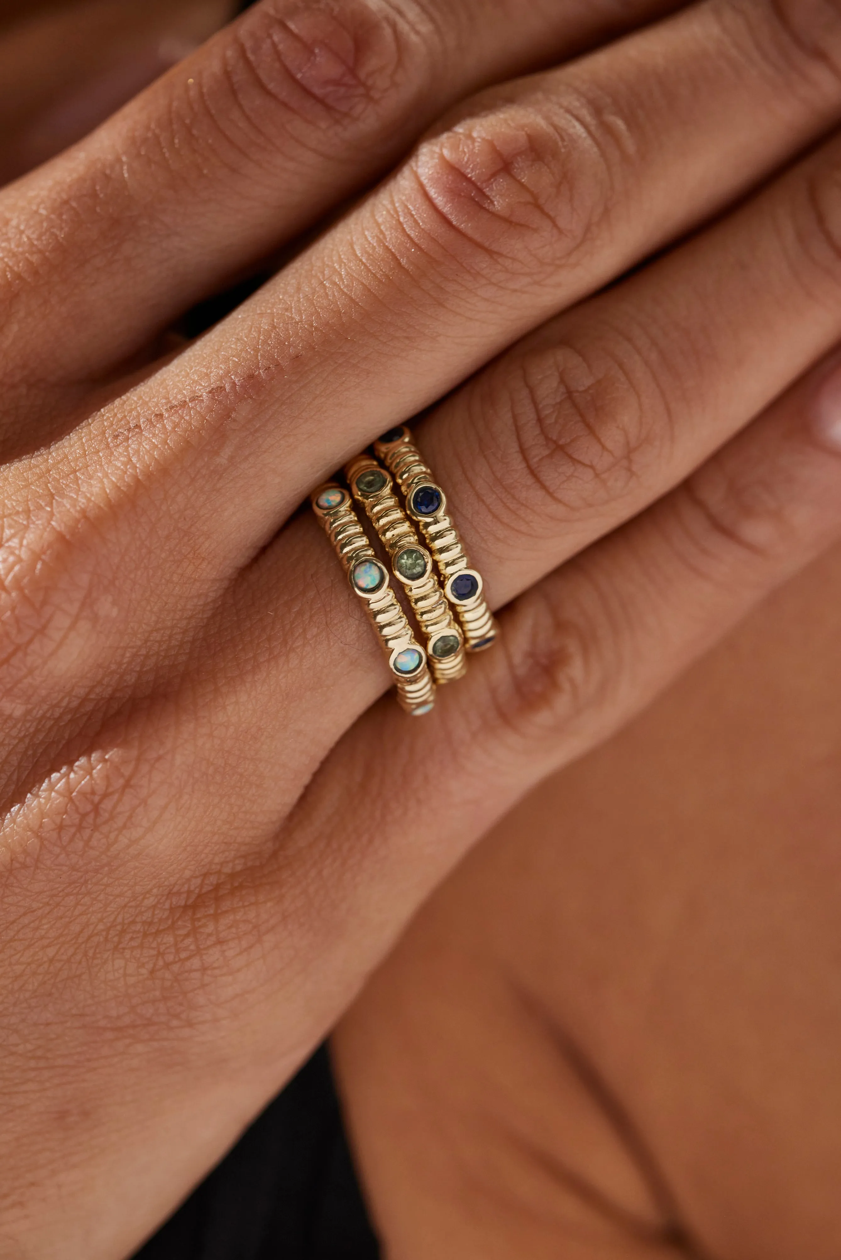 Asymmetric Turquoise Gold Stacker