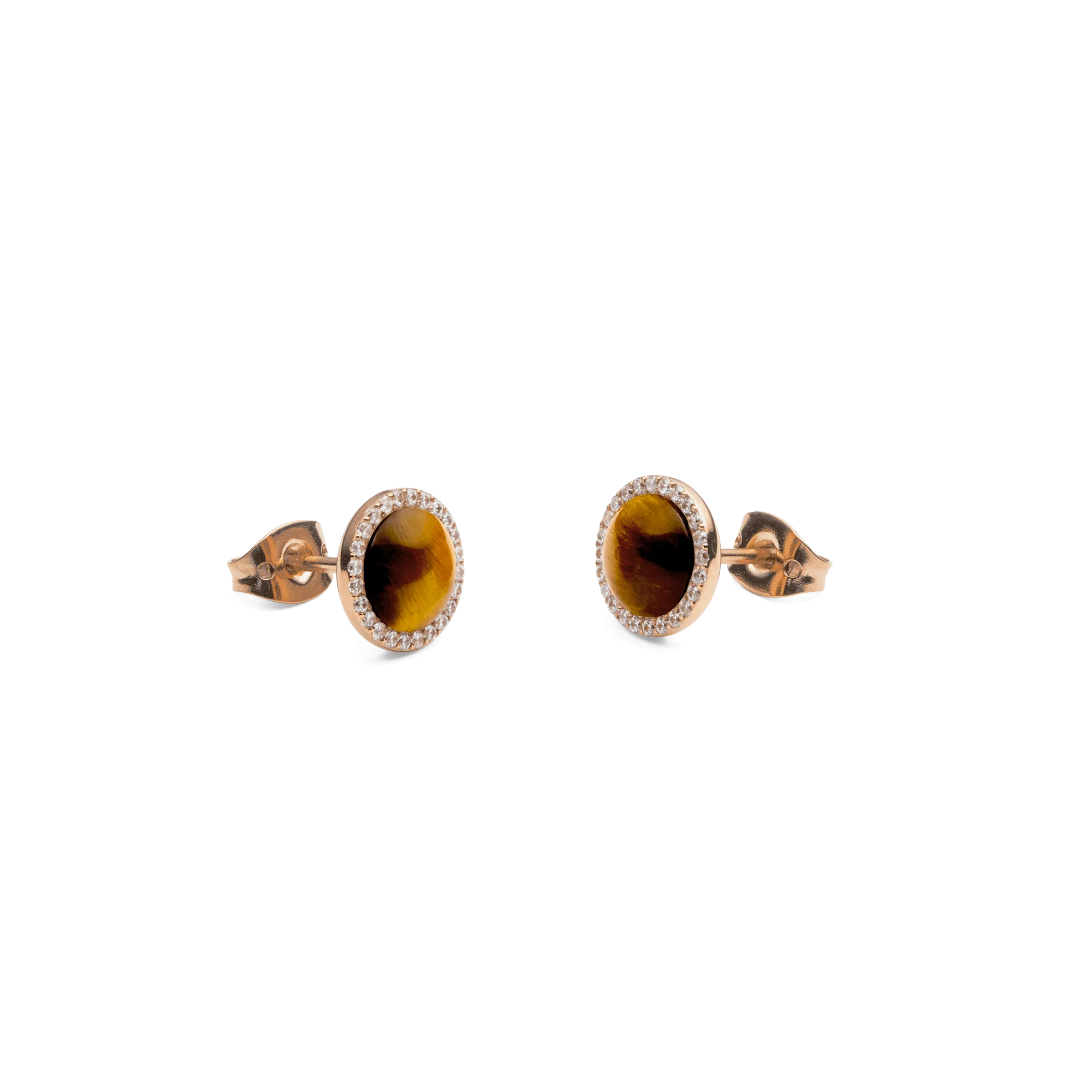 Audrey Earrings Tiger Eye Rose Gold