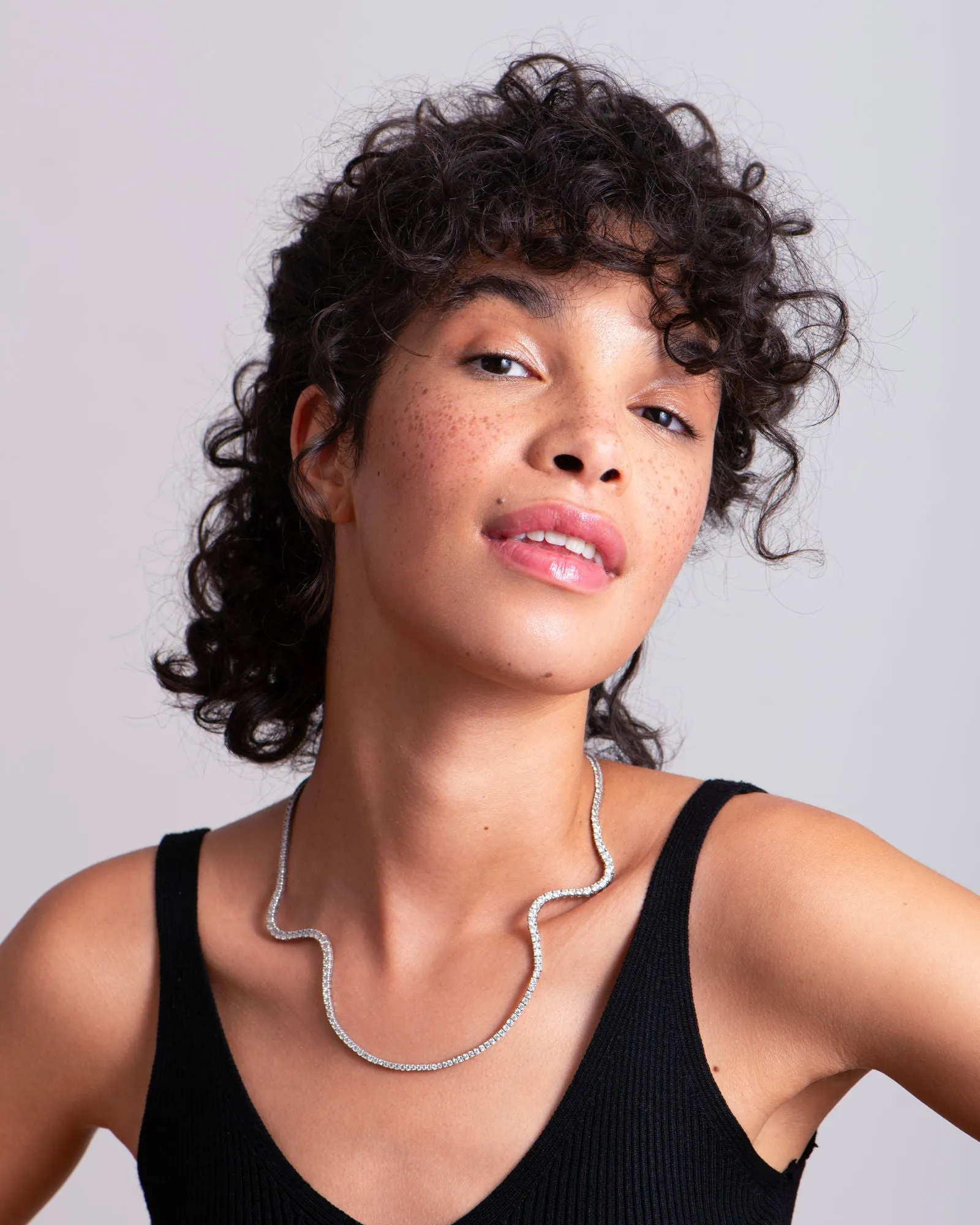 Aurora Pav?? 18K Whitegold Necklace w. Diamonds