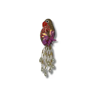 Avian Pearl Drop Brooch
