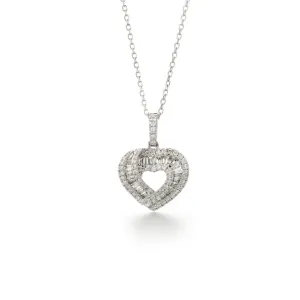 Baguette Open Heart Pendant