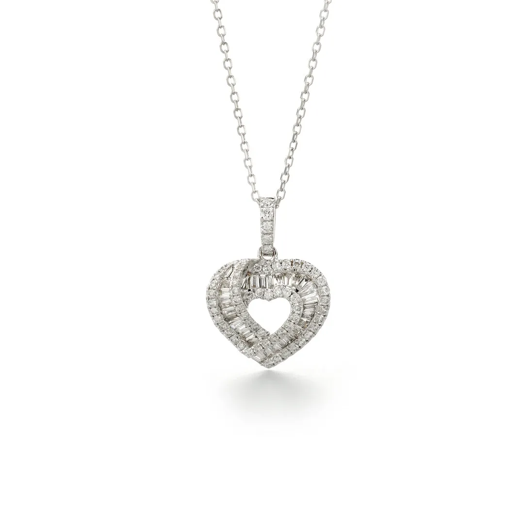Baguette Open Heart Pendant