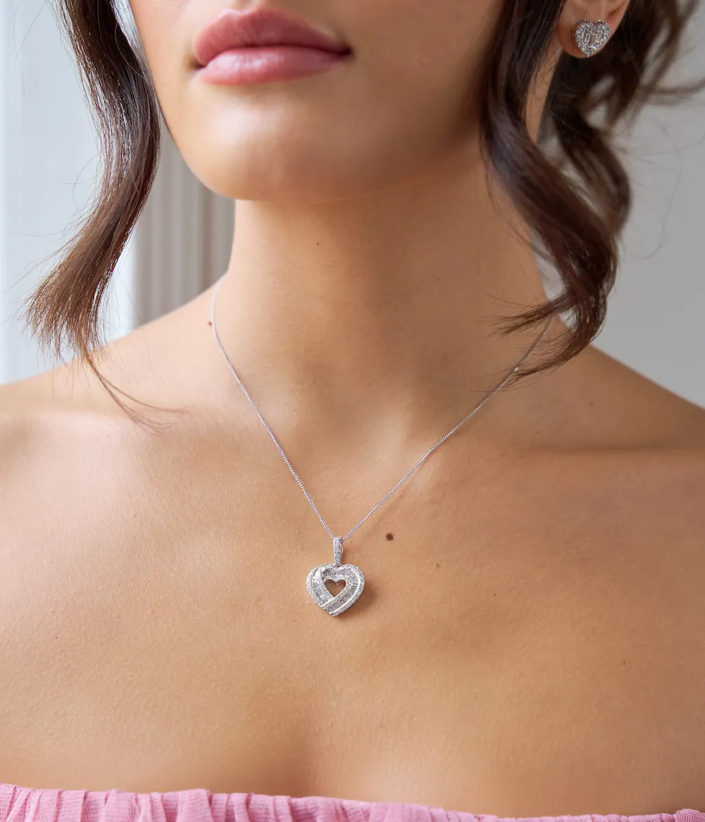 Baguette Open Heart Pendant