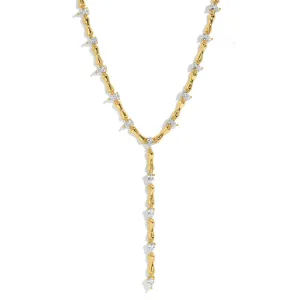 Bamboo CZ Pear Lariat - Gold