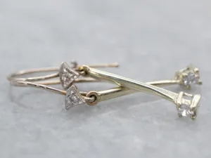 Bar Link Diamond Drop Earrings
