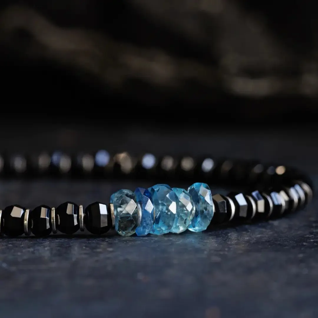 Black Spinel - Aquamarine Bracelet I (4-6mm)