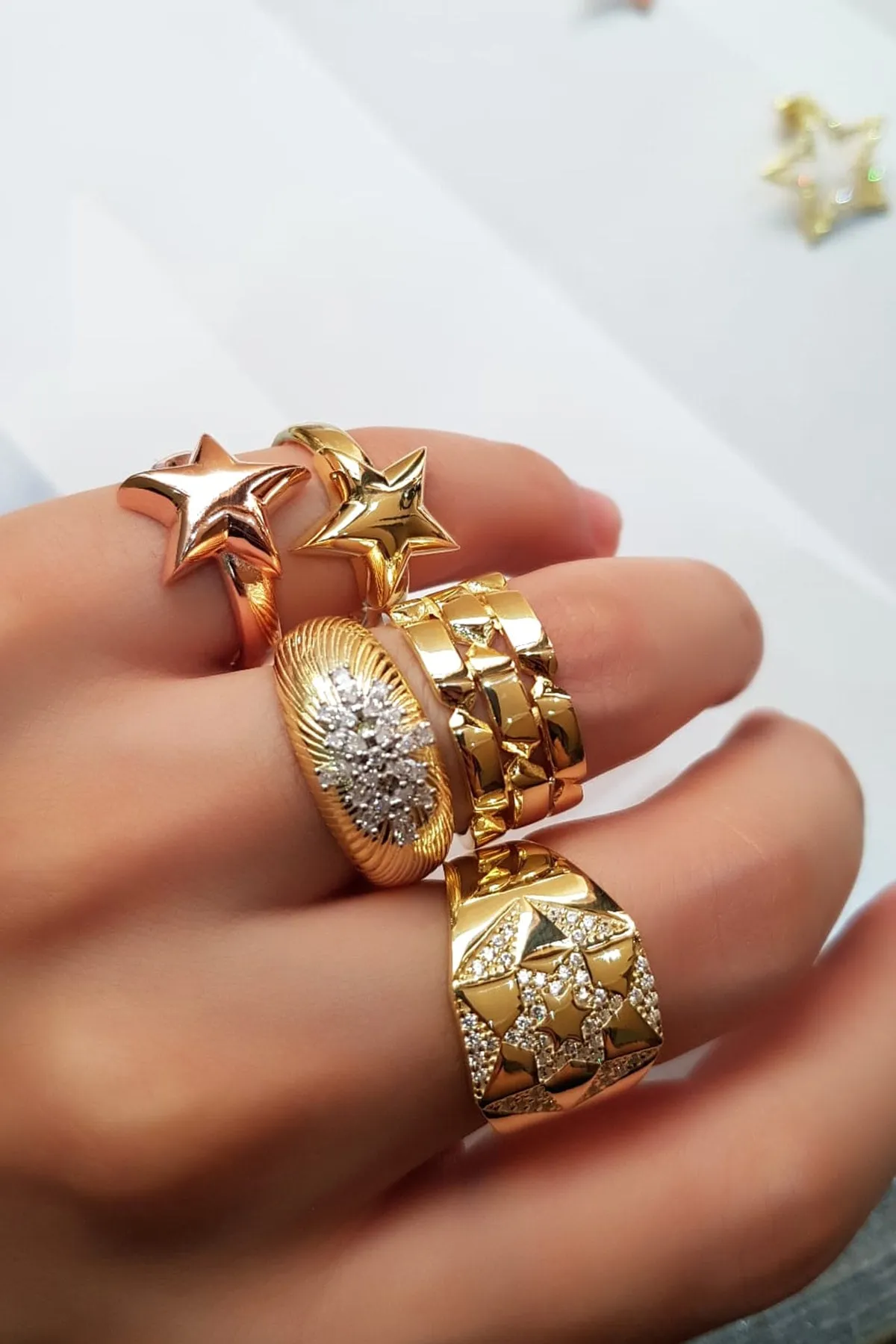 Blocking Way Ring - 926 Sterling Silver with Yellow Gold Plating