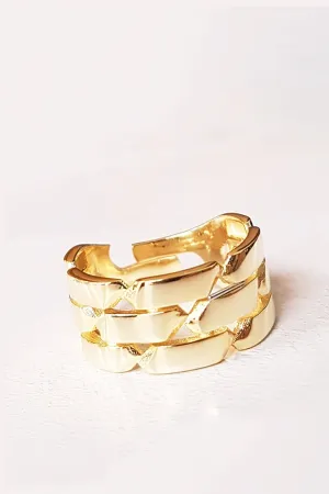 Blocking Way Ring - 926 Sterling Silver with Yellow Gold Plating