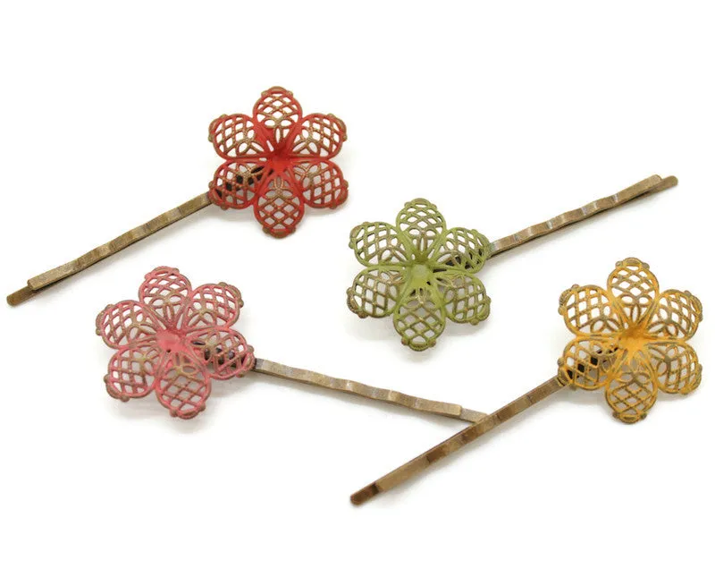 Blossom Bobby Pin - Hand Painted Retro 70s Flower Metal Hair Pin