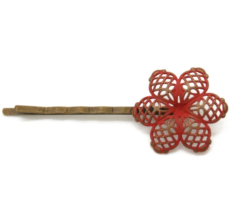 Blossom Bobby Pin - Hand Painted Retro 70s Flower Metal Hair Pin