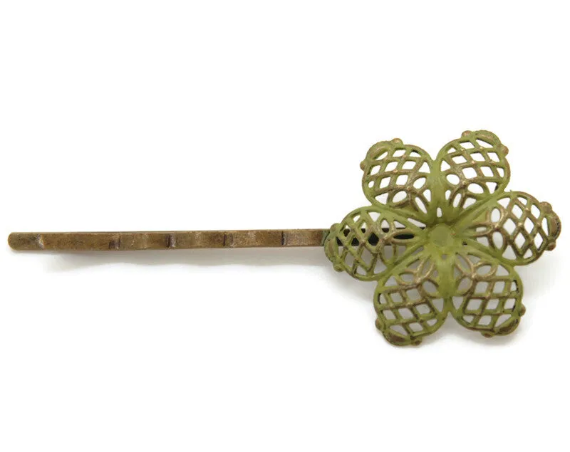 Blossom Bobby Pin - Hand Painted Retro 70s Flower Metal Hair Pin
