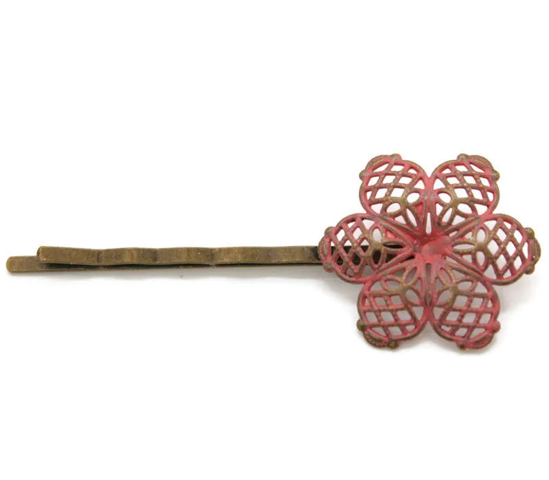 Blossom Bobby Pin - Hand Painted Retro 70s Flower Metal Hair Pin
