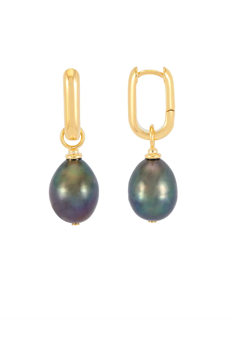 Blue Pearl Drop Link Earrings