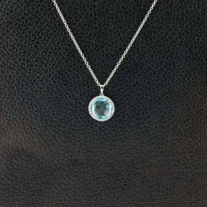Blue Topaz & Diamond Pendant