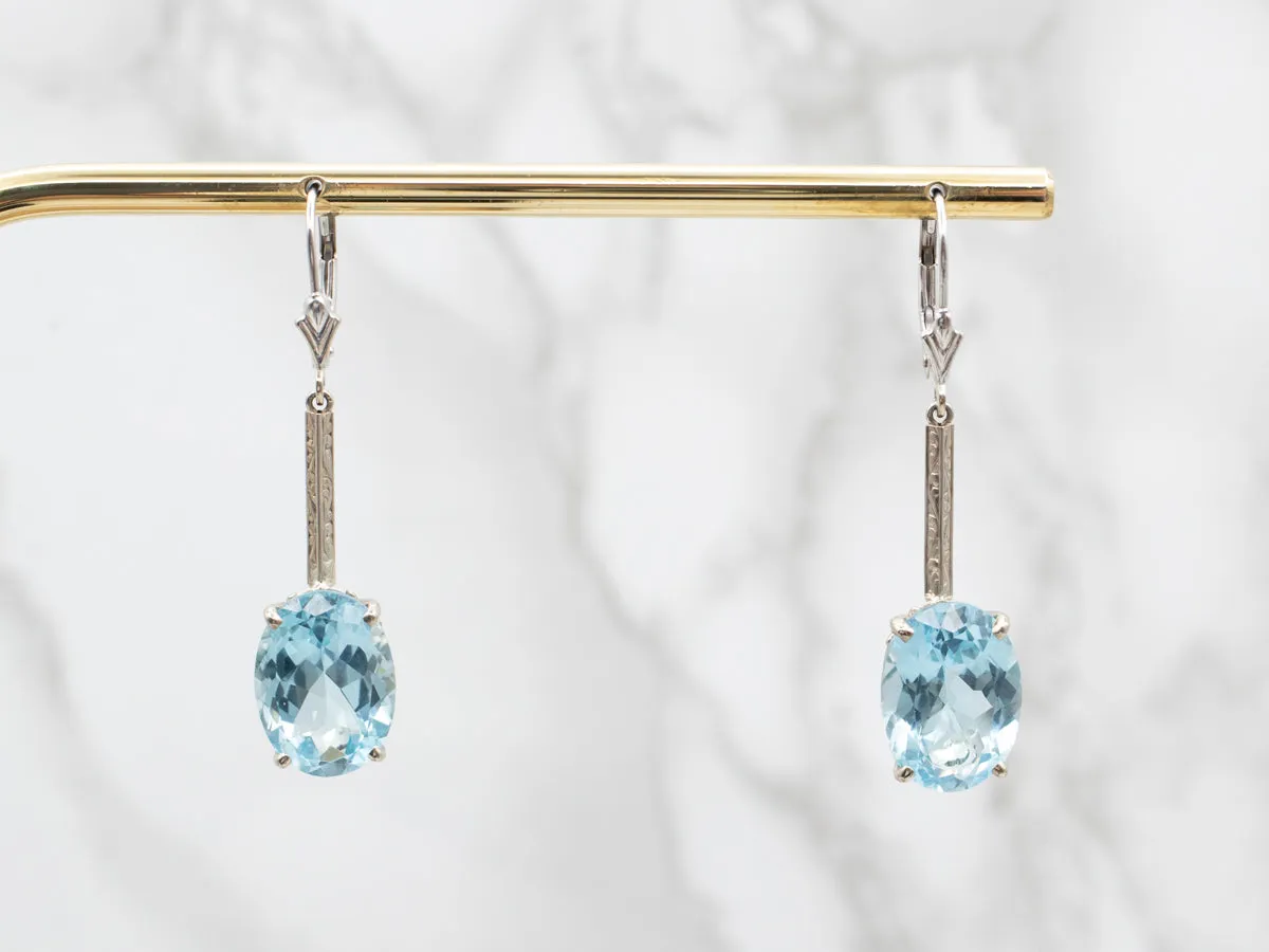Blue Topaz Bar Set Drop Earrings