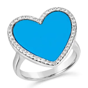 Blue Turquoise Heart Shaped Ring