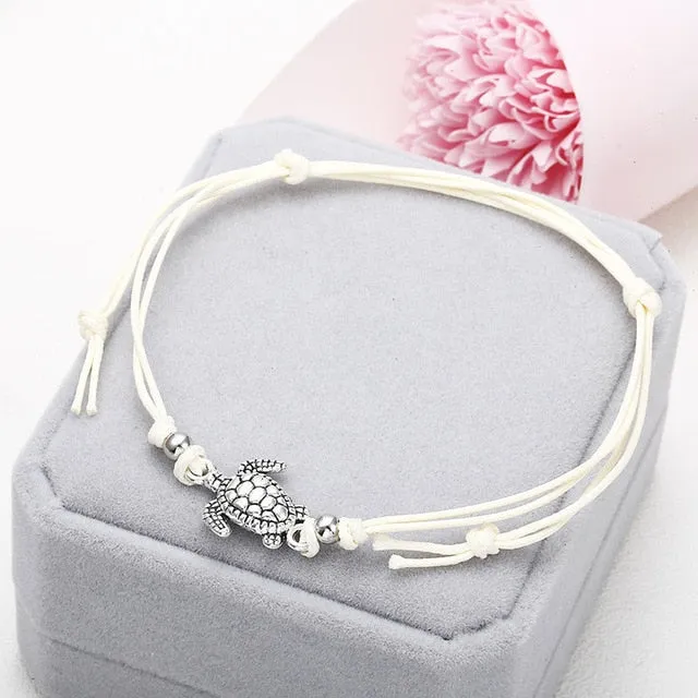 Boho  Anklet  for Women Fashion Black White Wax String Lacing Foot Jewelry Beads Bracelet Fashion Beach Jewelry ns37