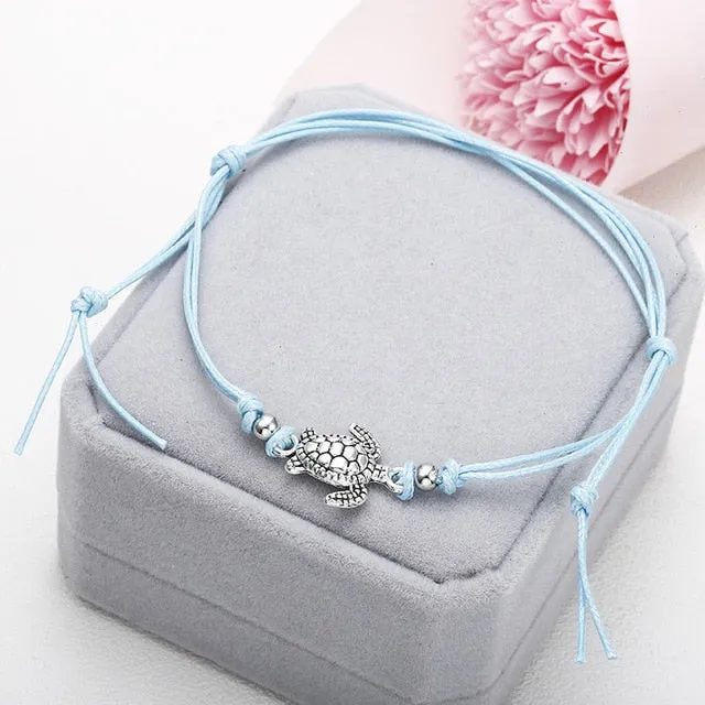 Boho  Anklet  for Women Fashion Black White Wax String Lacing Foot Jewelry Beads Bracelet Fashion Beach Jewelry ns37