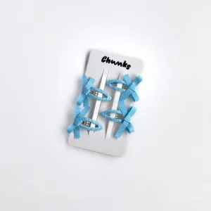 Bow Snap Clips in Baby Blue