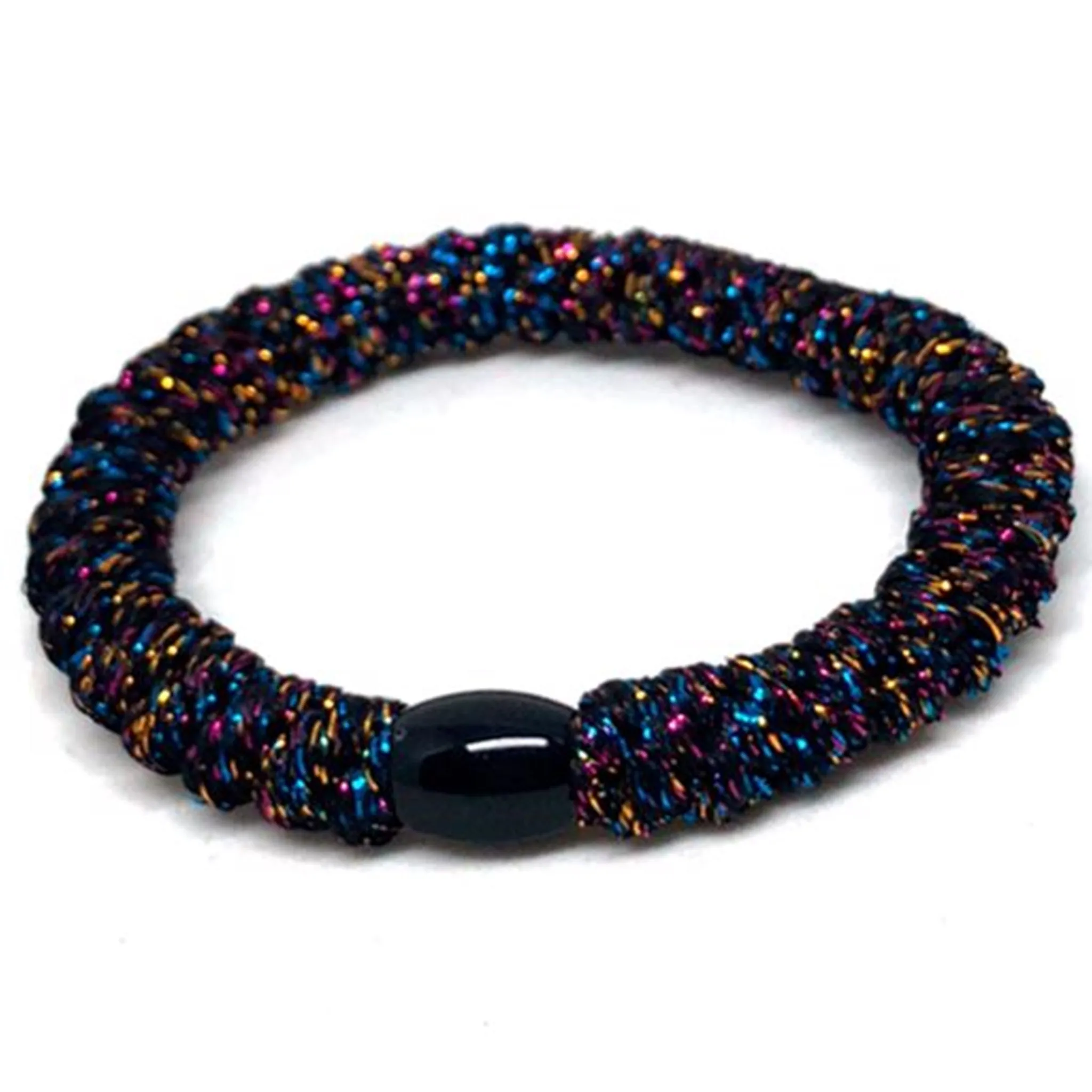 Bow's by Str Braided Hairties Glitter Black Rainbow