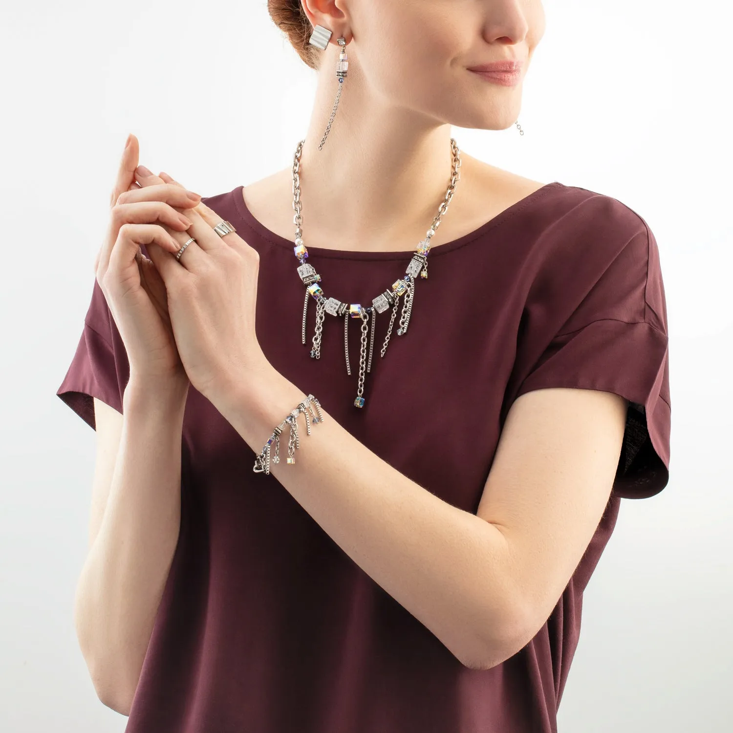 Bracelet Sunray Cube Boh??me silver-white