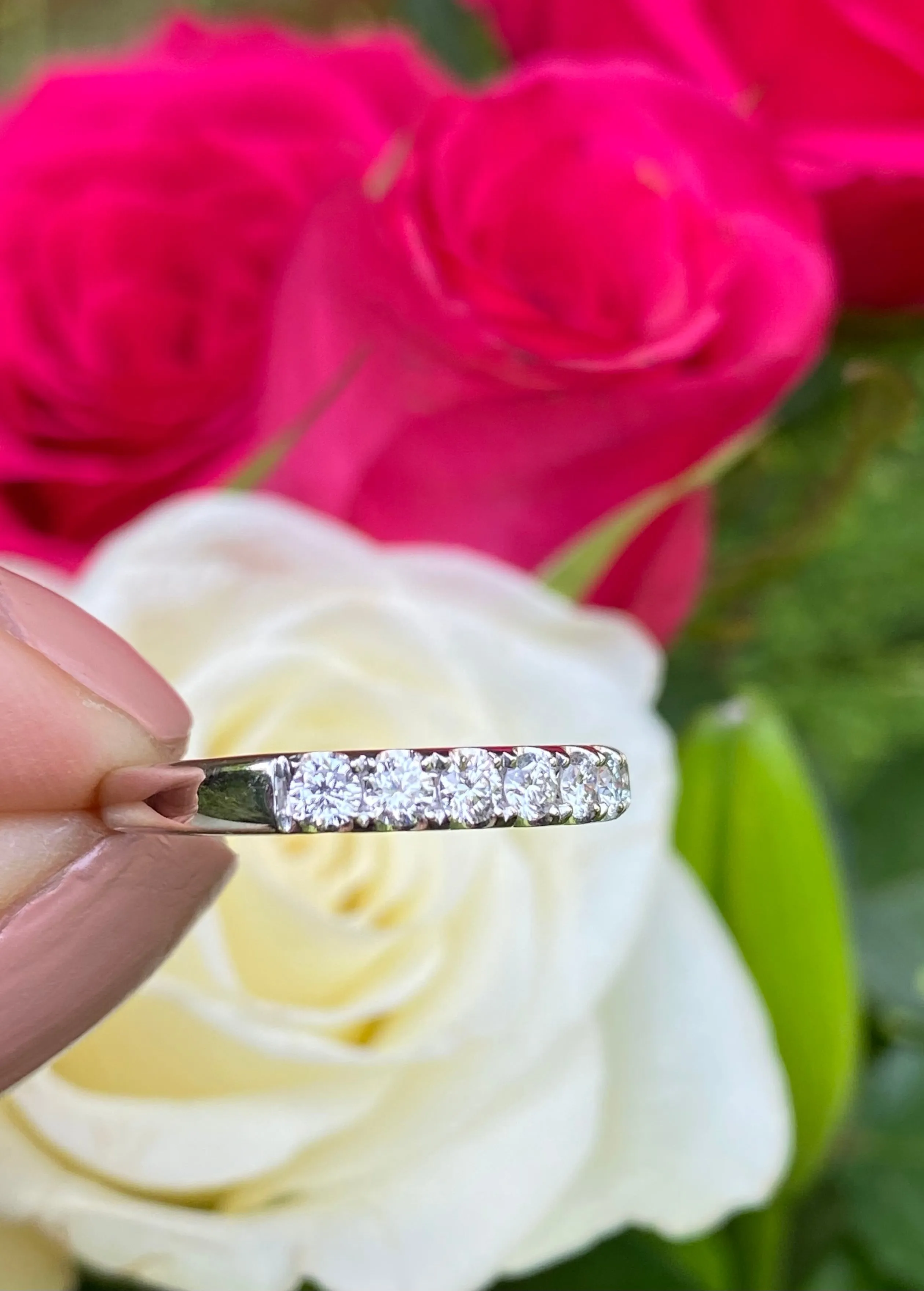 Brilliant Cut Diamond Half Eternity Ring 18ct White Gold 0.70ct