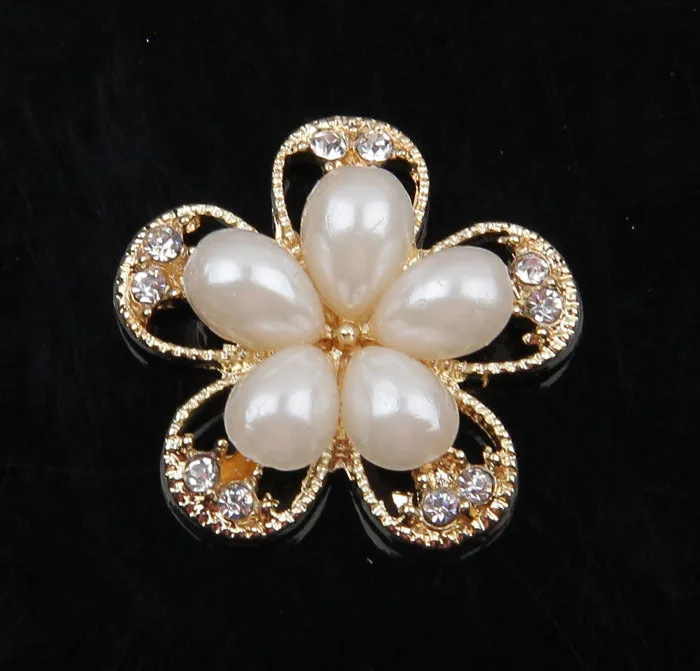 Brooch Rhinestone Flower Gold & Silver BR-901
