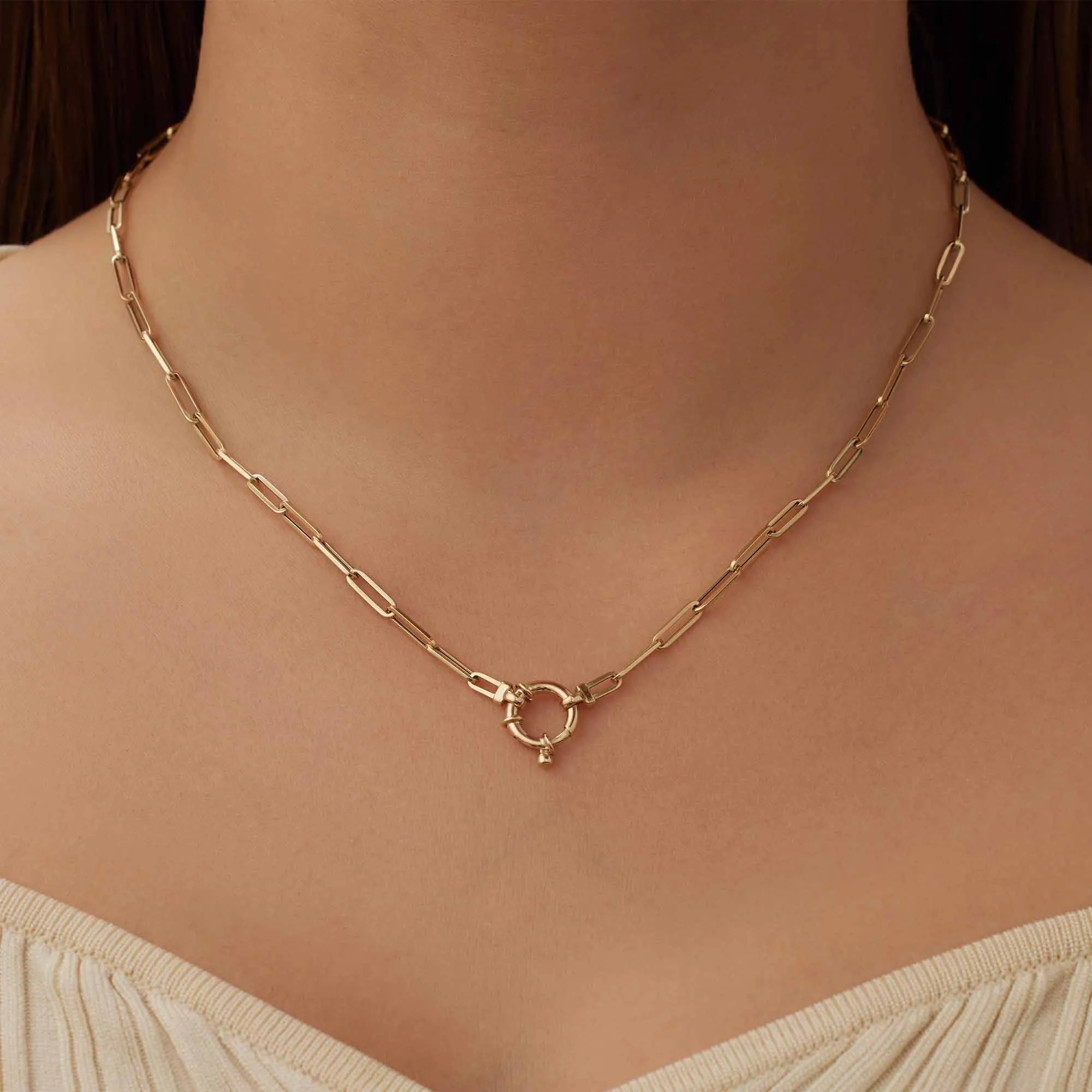 Cadeau d'Isabel 14 karat gold link necklace and link bracelet gift set