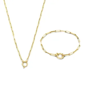 Cadeau d'Isabel 14 karat gold link necklace and link bracelet gift set