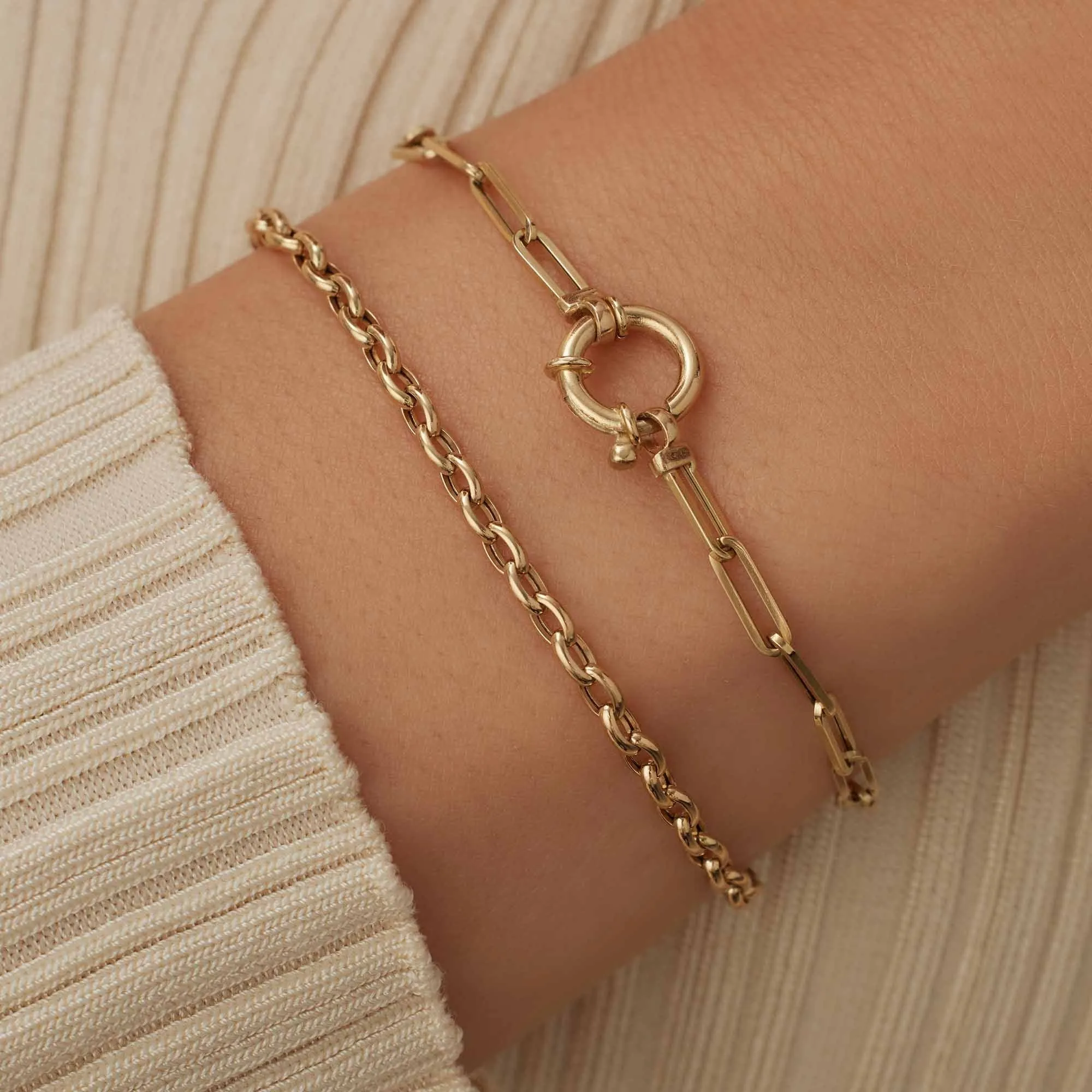 Cadeau d'Isabel 14 karat gold link necklace and link bracelet gift set