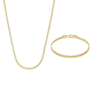 Cadeau d'Isabel 14 karat gold necklace and bracelet gift set