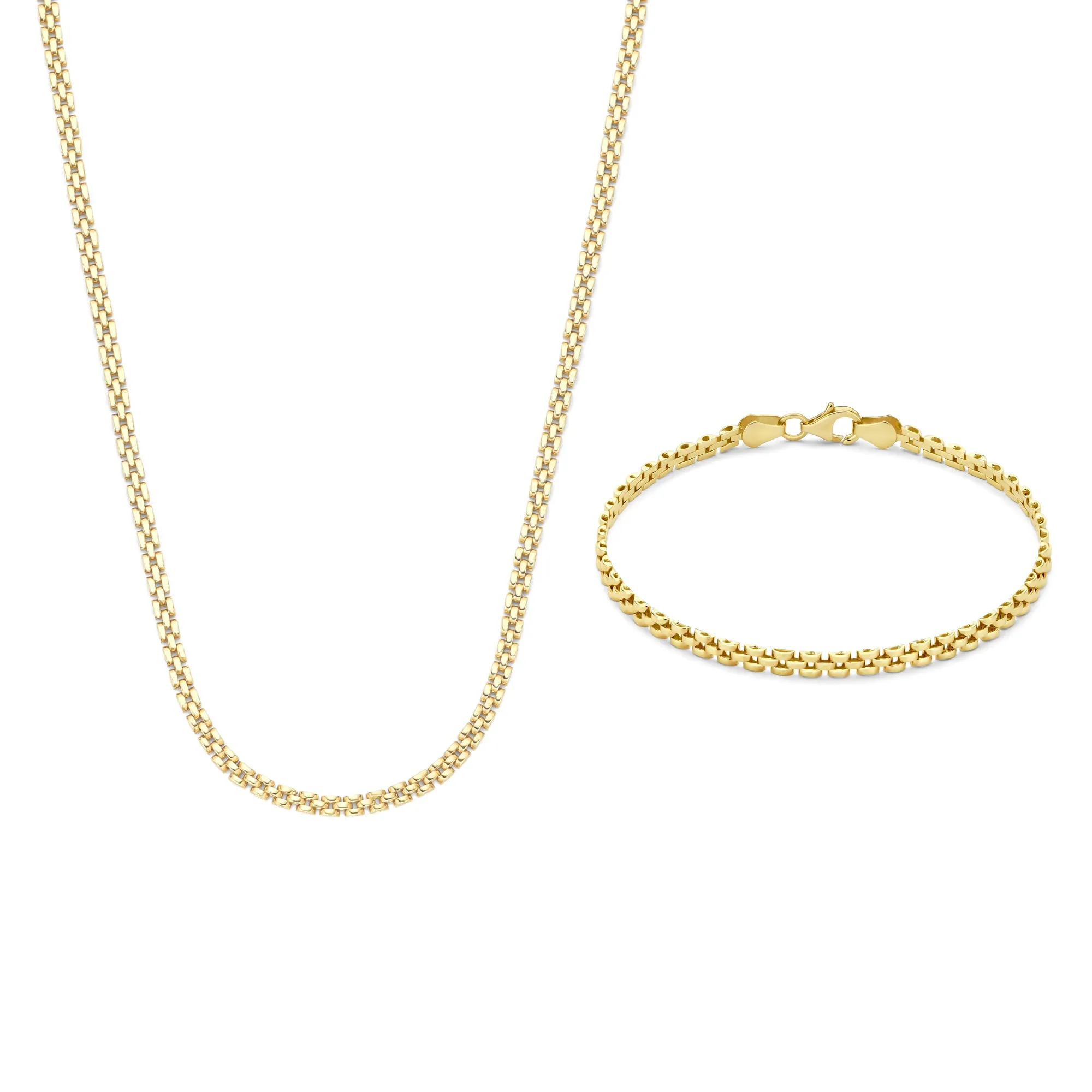 Cadeau d'Isabel 14 karat gold necklace and bracelet gift set