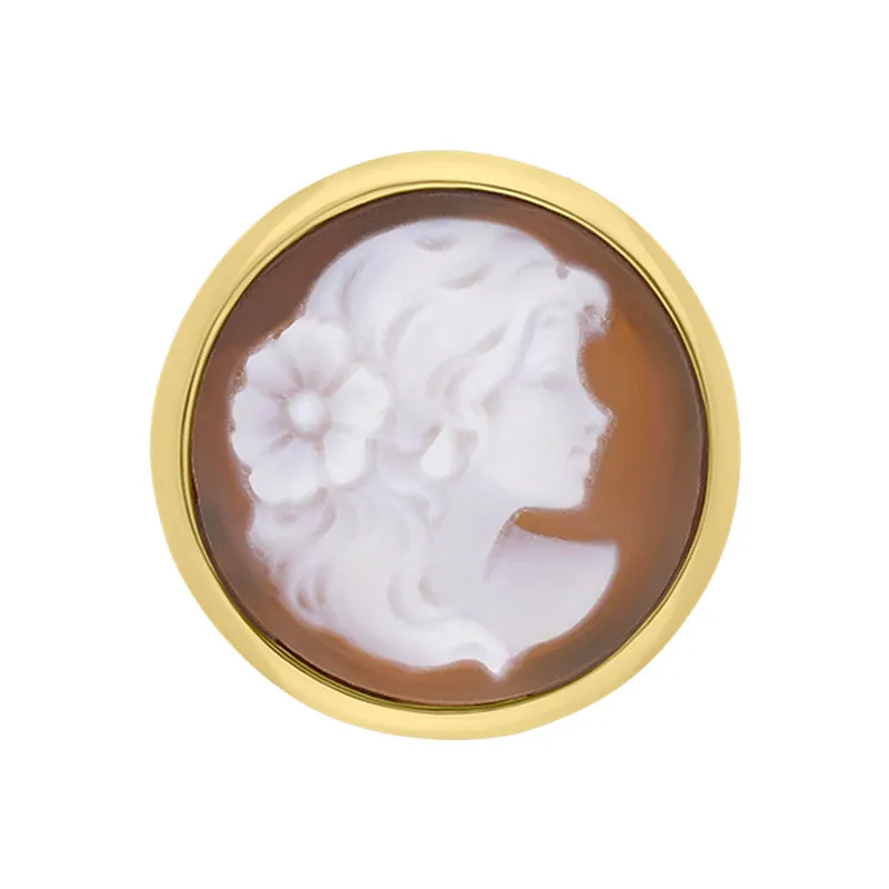 Cameo Italy Yellow Gold Plated Sterling Silver Lady Portrait Ring D