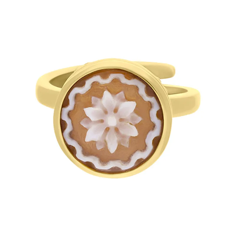 Cameo Italy Yellow Gold Plated Sterling Silver Poinsettia Ring D