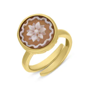 Cameo Italy Yellow Gold Plated Sterling Silver Poinsettia Ring D