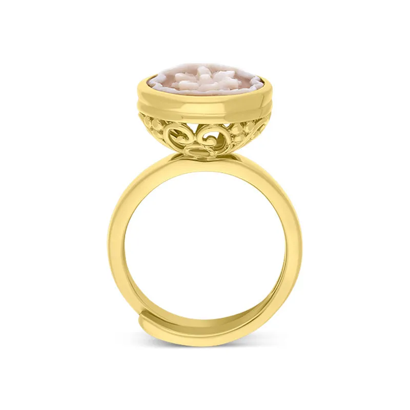Cameo Italy Yellow Gold Plated Sterling Silver Poinsettia Ring D