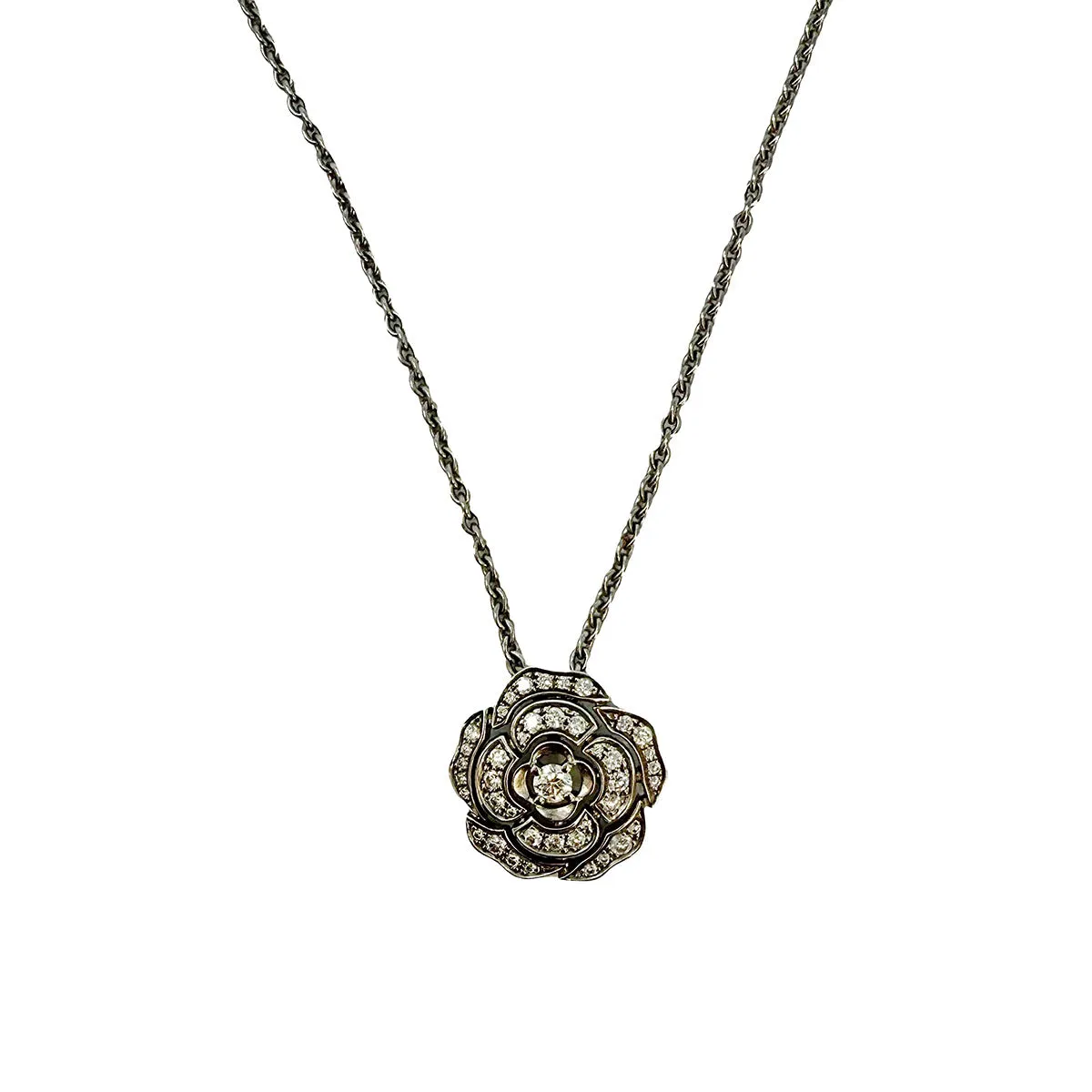 Chanel Bouton de Camelia 18K White Gold and Diamond Pendant Necklace