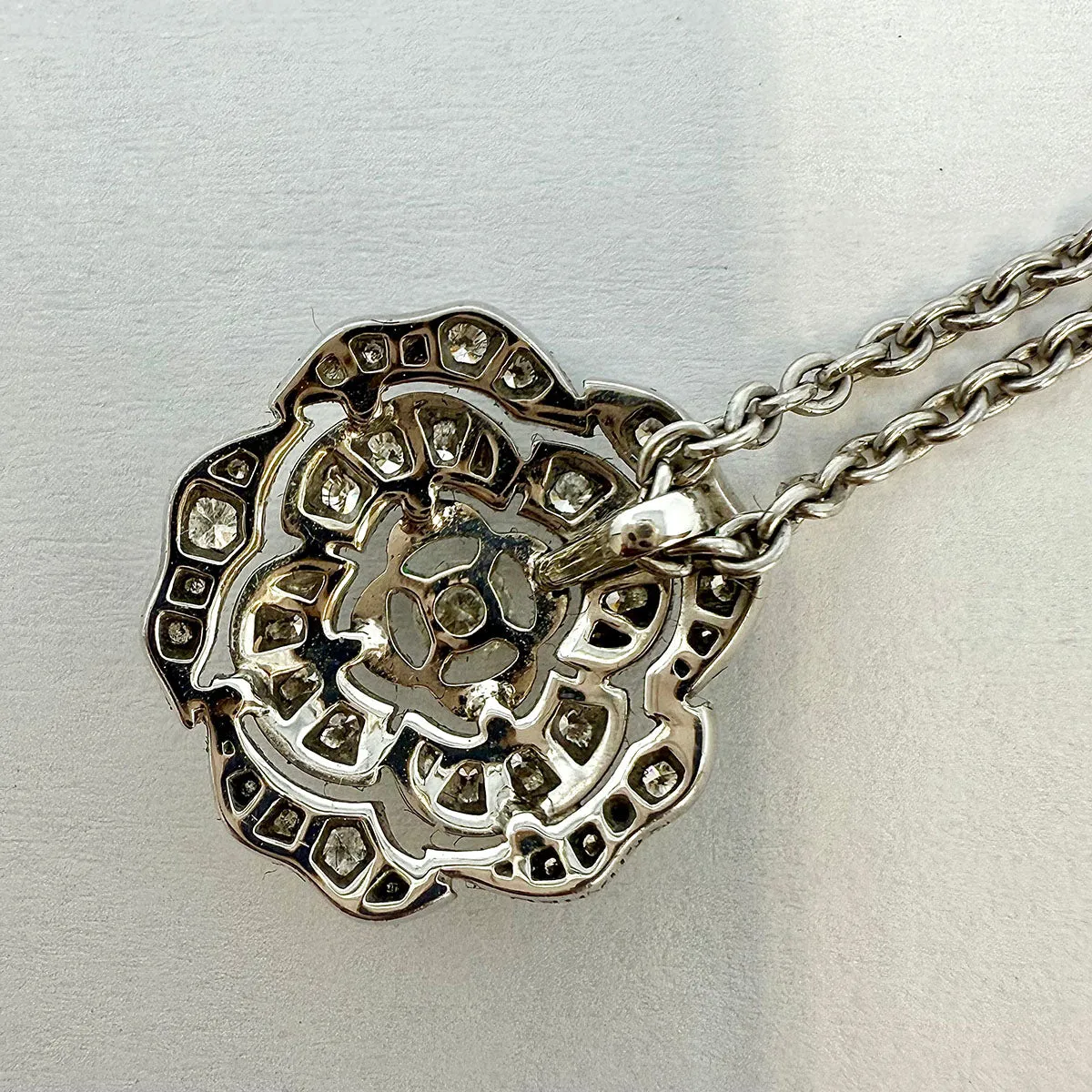 Chanel Bouton de Camelia 18K White Gold and Diamond Pendant Necklace