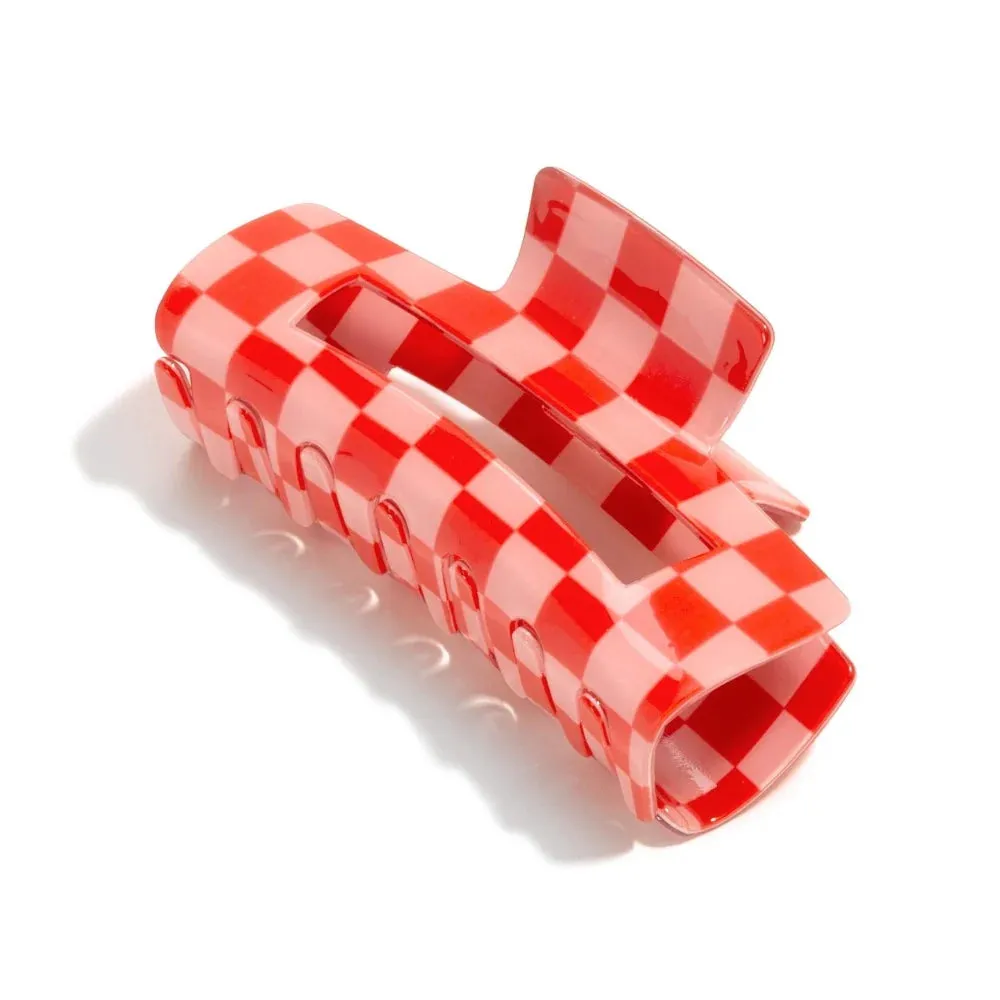 Checkered Rectangle Claw Clips