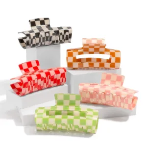 Checkered Rectangle Claw Clips