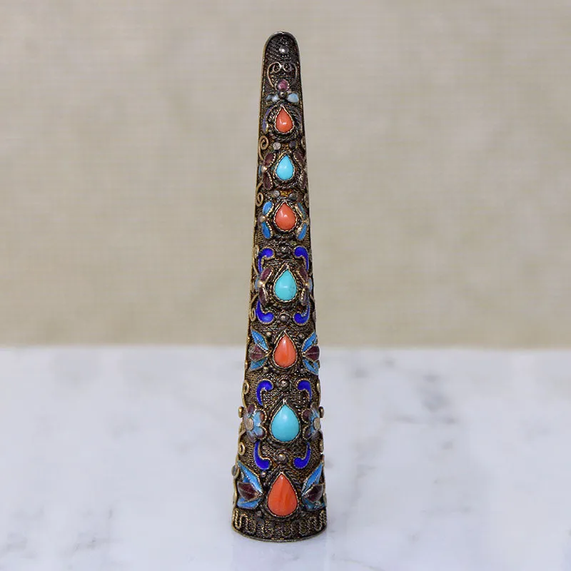 Chinese Silver Gilt Nail Guard Brooch