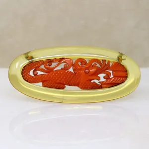 Chinoiserie Dragon Brooch in Bakelite