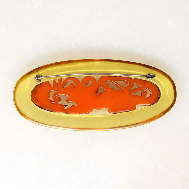 Chinoiserie Dragon Brooch in Bakelite