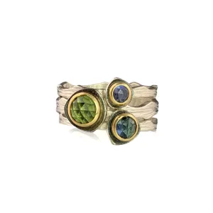 Cloud Forest Rose Cut Montana Sapphire Stacking Set - Bright