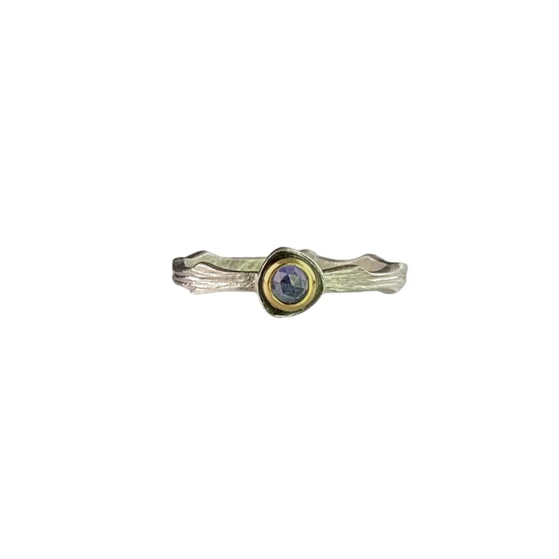 Cloud Forest Rose Cut Montana Sapphire Stacking Set - Bright